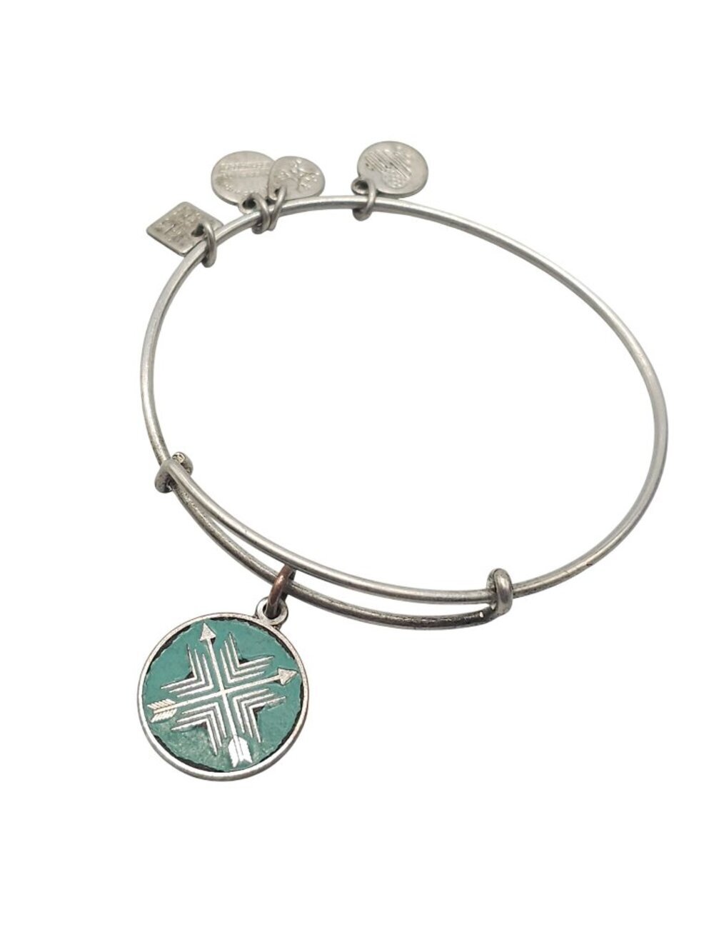 Alex And Ani 2017 Direction Bond Arrow Charm Bangle Bracelet Silver Tone